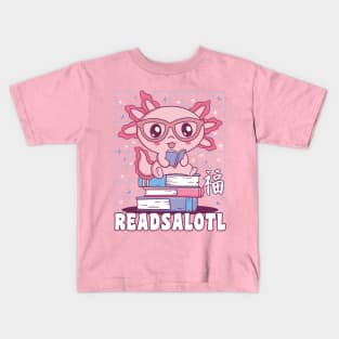 Axolotl Readsalotl Cute Book Reading Kids T-Shirt